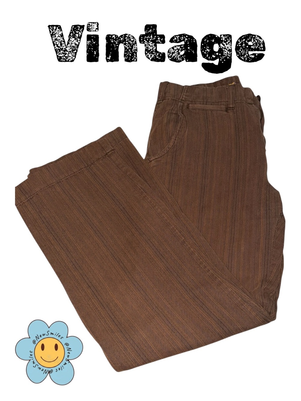 plugg. ~ Unisex Pants ~ Brown Striped ~ Straight to Wide Leg ~ Excellent Vintage